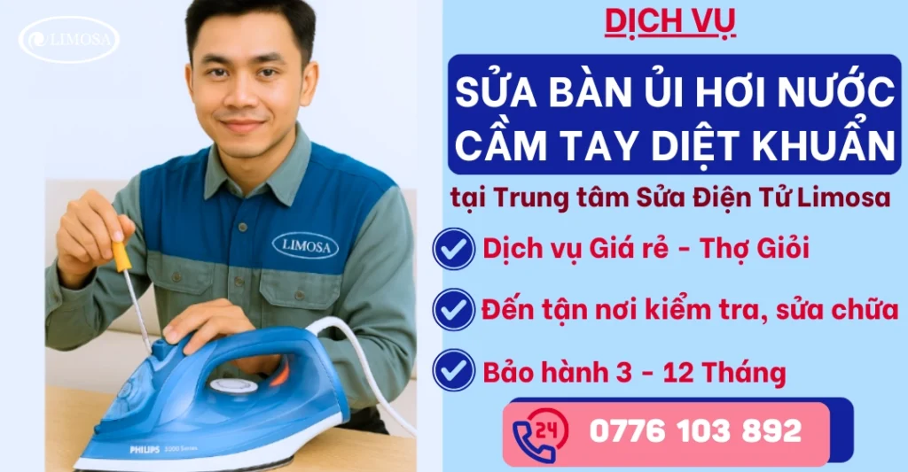 Sửa Bàn Ủi Hơi Nước Cầm Tay Diệt Khuẩn tại Sửa Điện Tử Limosa