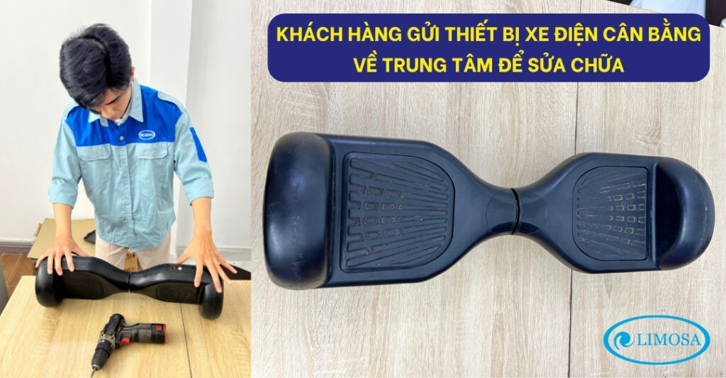 Khách hàng gửi thiết bị xe điện cân bằng 2 bánh về trung tâm để sửa chữa