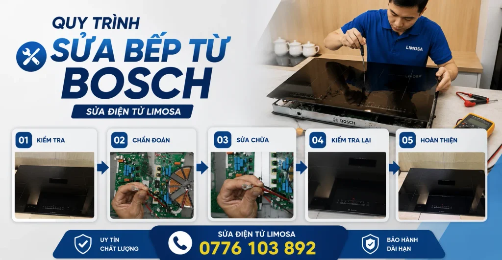 Quy trình sửa bếp từ Bosch tại Sửa Điện Tử Limosa