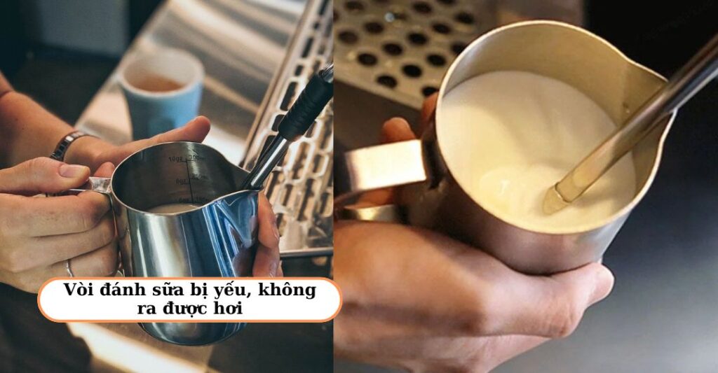 Máy pha cà phê không nóng do vòi đánh sữa bị yếu