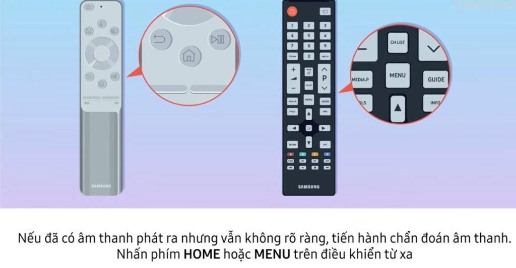 Chẩn đoán âm thanh trước khi áp dụng cách khắc phục tivi samsung bị mất tiếng