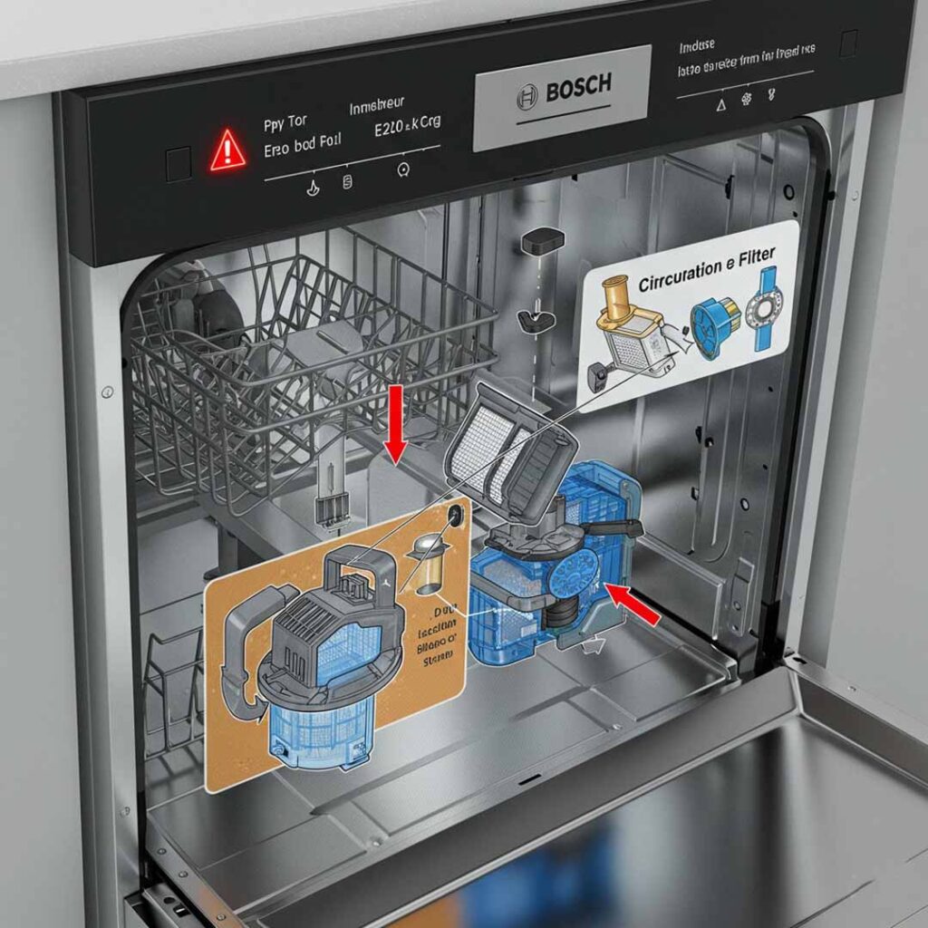 Lỗi E20 máy rửa bát Bosch là gì?