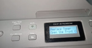 máy in Brother DCP B7535DW báo lỗi Replace Toner