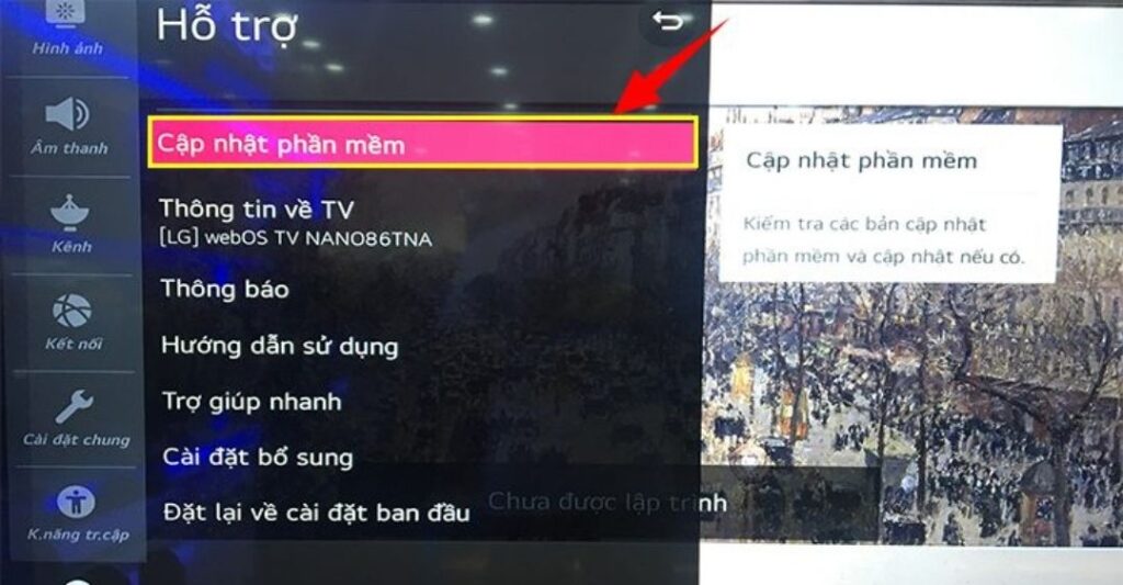 Cập nhật phần mềm tivi LG