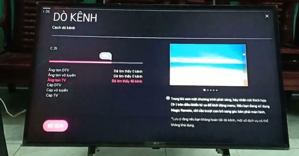 Dò kênh qua mạng internet trên smart tivi LG