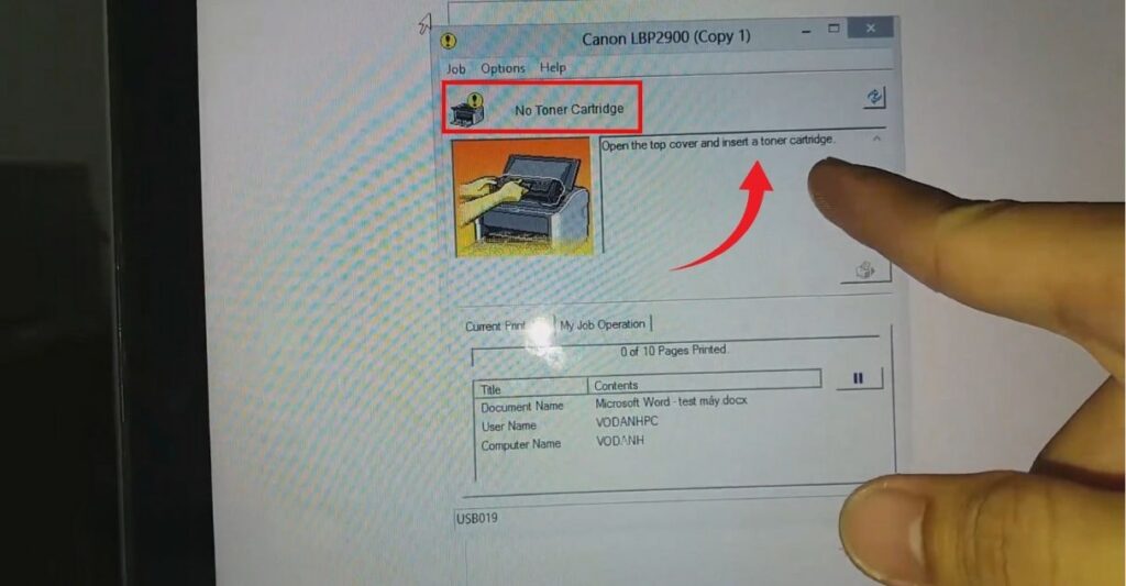 No Toner Cartridge là lỗi gì