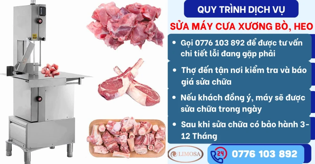 Quy trình dịch vụ sửa máy cưa xương bò, heo