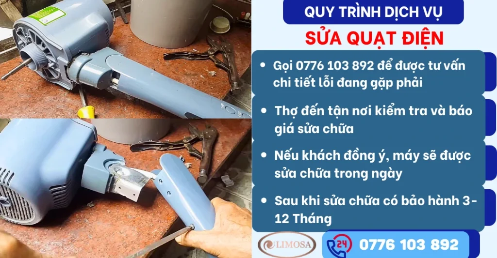 Quy trình dịch vụ sửa quạt điện tại Sửa Điện Tử Limosa