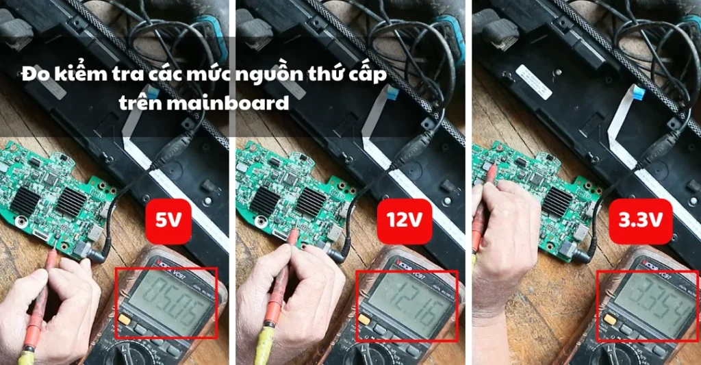 Đo kiểm tra các mức nguồn thứ cấp trên mainboard