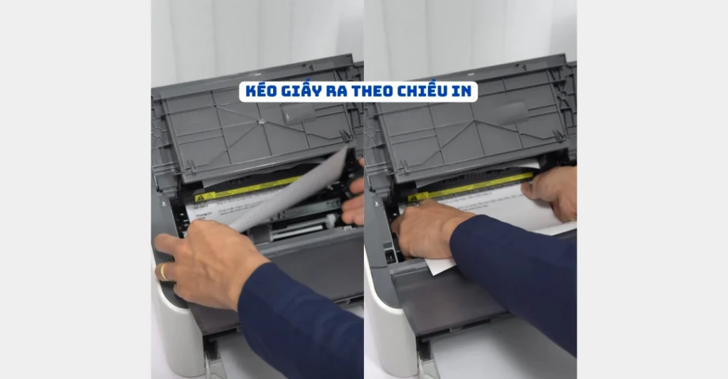 Kéo giấy ra theo chiều in