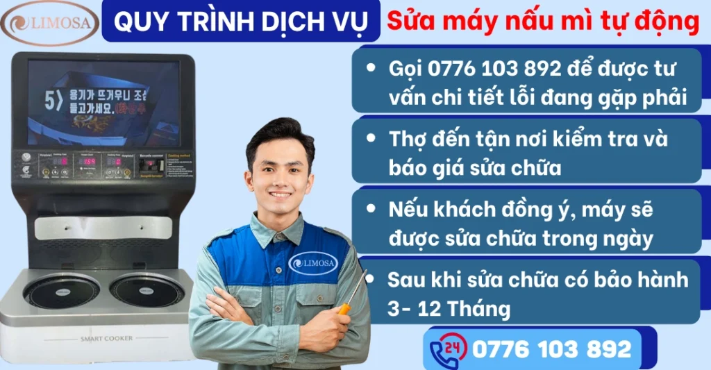 Quy trình dịch vụ sửa máy nấu mì tự động