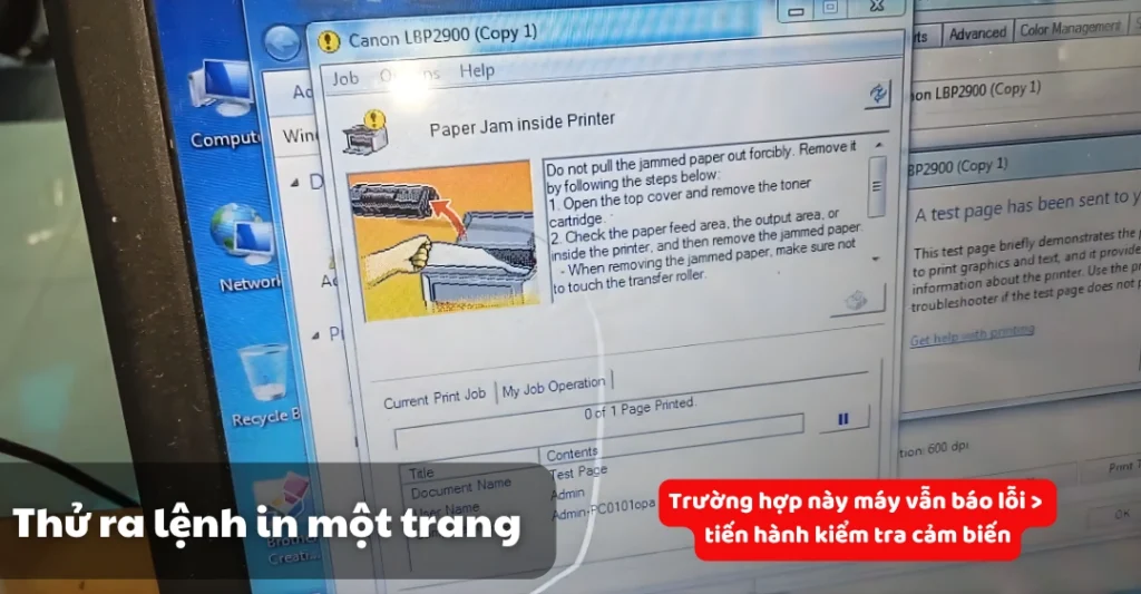 Thử ra lệnh in một trang