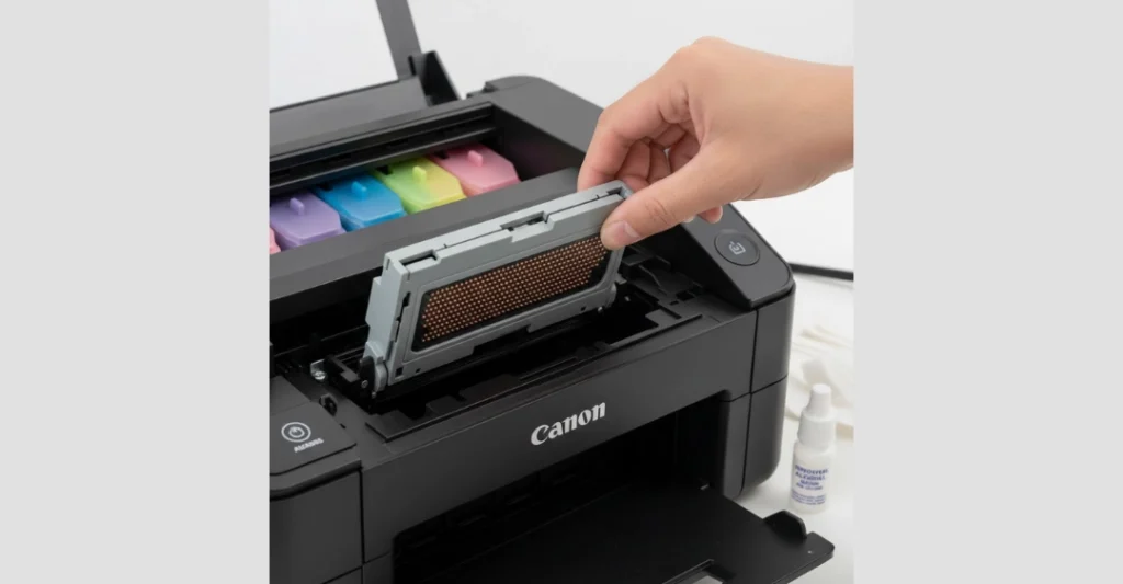 Nhấc cần gạt màu xám để tháo đầu phun ra ngoài