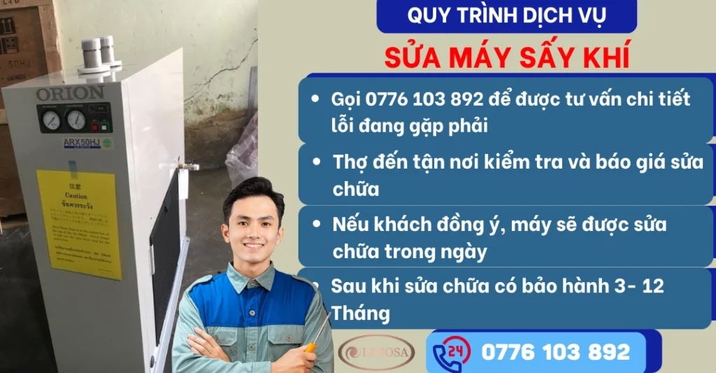 Quy trình dịch vụ sửa máy sấy khí