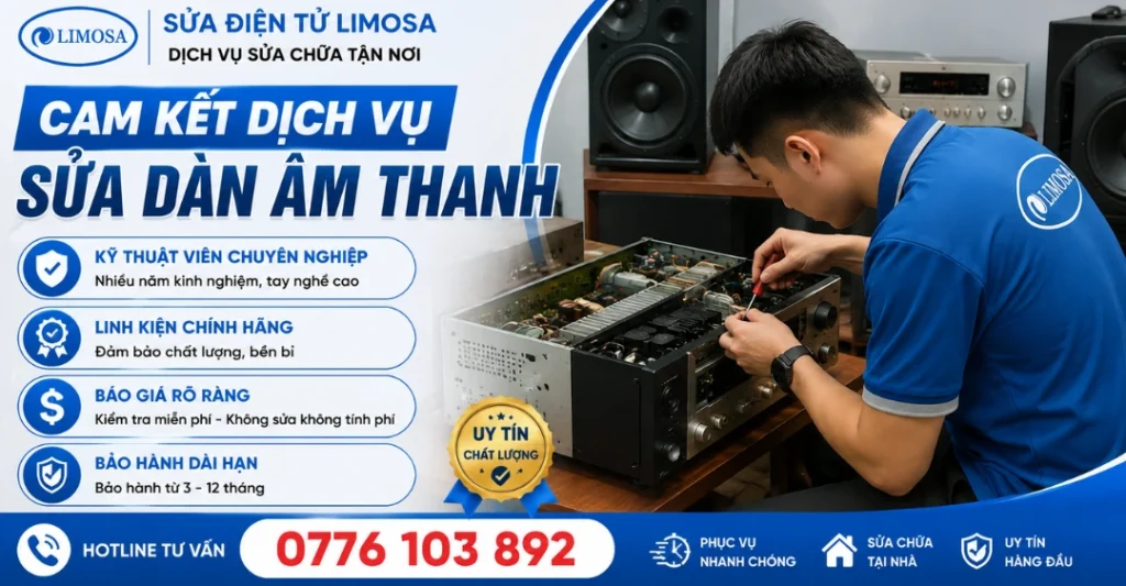 Cam kết dịch vụ sửa dàn âm thanh tại Sửa Điện Tử Limosa