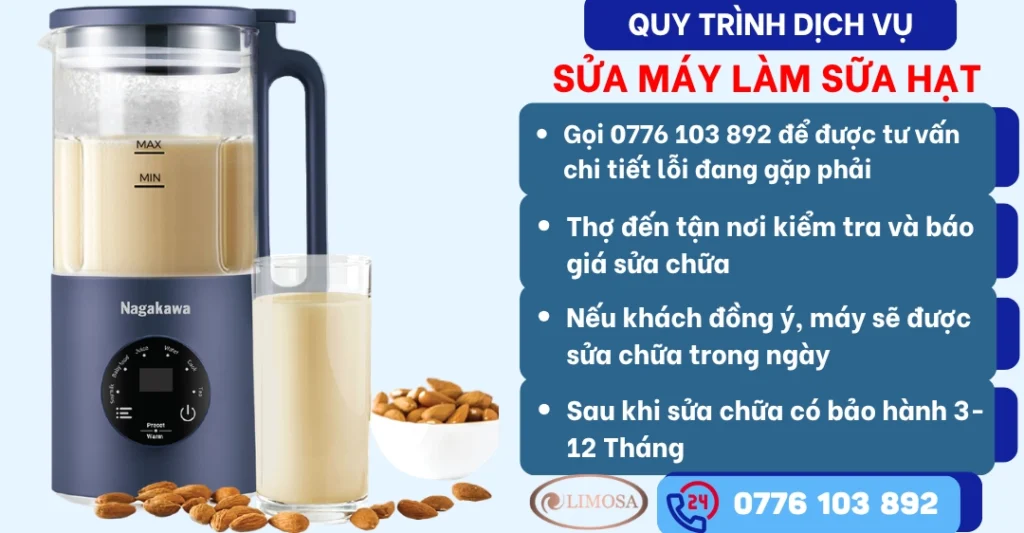 Quy trình dịch vụ sửa máy làm sữa hạt tại Sửa Điện Tử Limosa