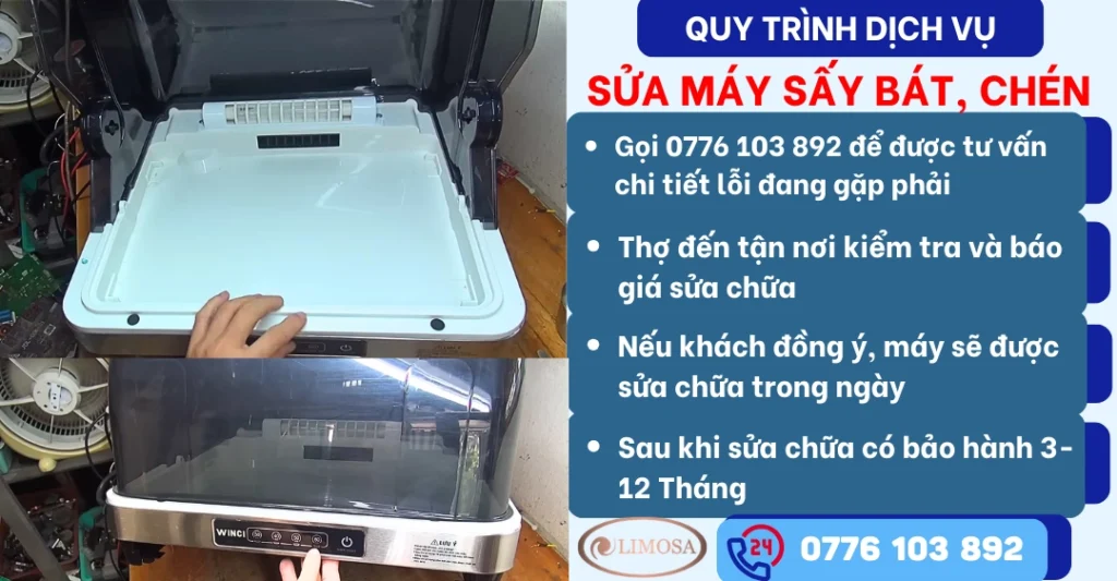 Quy trình dịch vụ sửa máy sấy bát tại Sửa Điện Tử Limosa