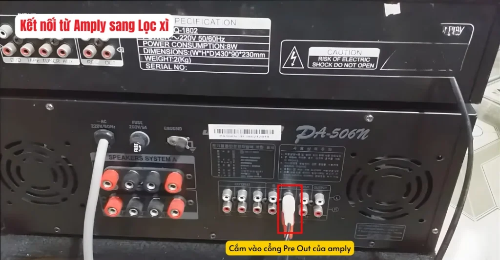 Kết nối từ Amply sang Lọc xì