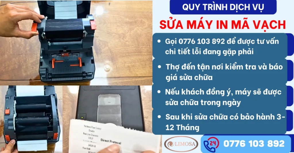 Quy trình dịch vụ Cam kết dịch vụ Sửa máy in mã vạch sửa điện tử Limosa