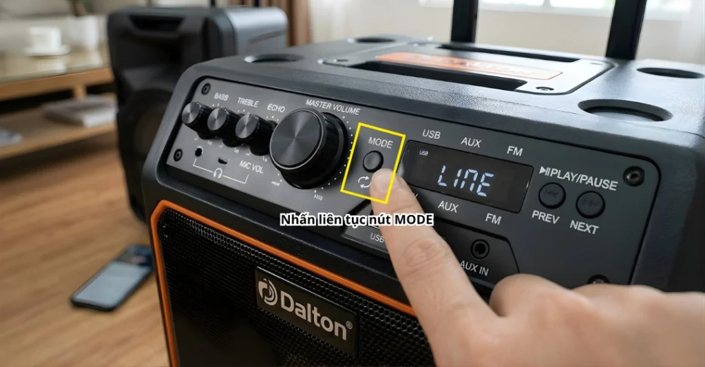 Sử dụng nút "MODE" trên bảng điều khiển