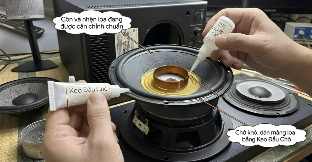  Cố định côn và dán màng