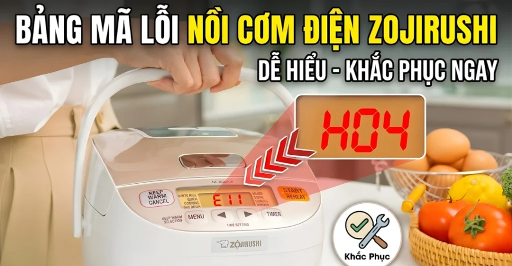 bảng mã lỗi nồi cơm điện Zojirushi