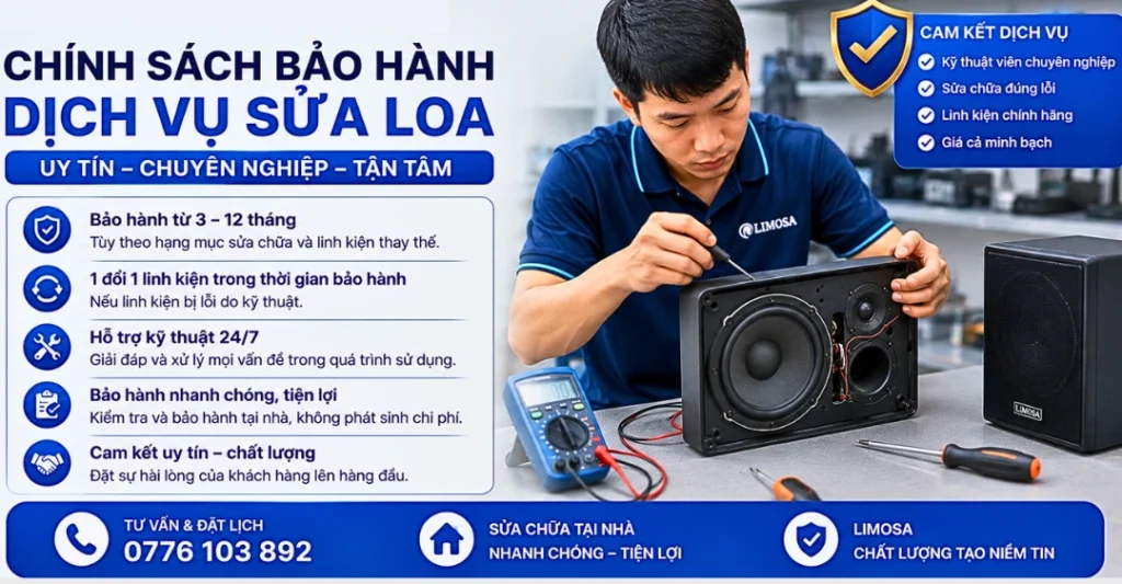 Chính sách bảo hành sau khi sửa loa tại Sửa Điện Tử Limosa