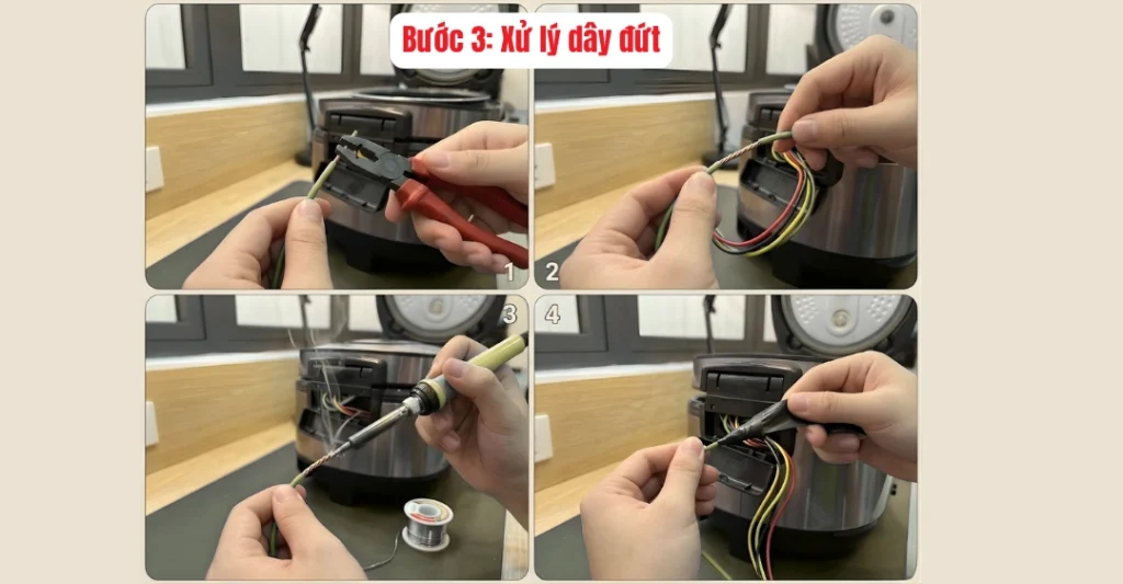 Bước 3: Xử lý dây đứt