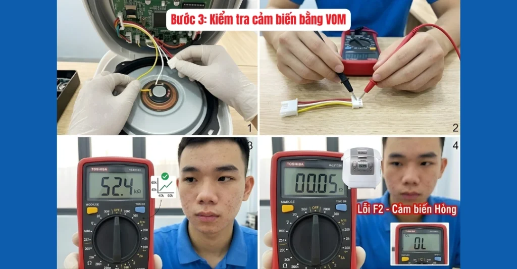 Kiểm tra cảm biến bằng đồng hồ vạn năng (VOM)