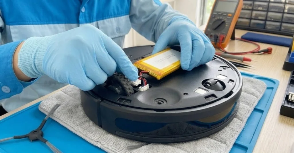 Rút chốt nối và tháo pin cũ