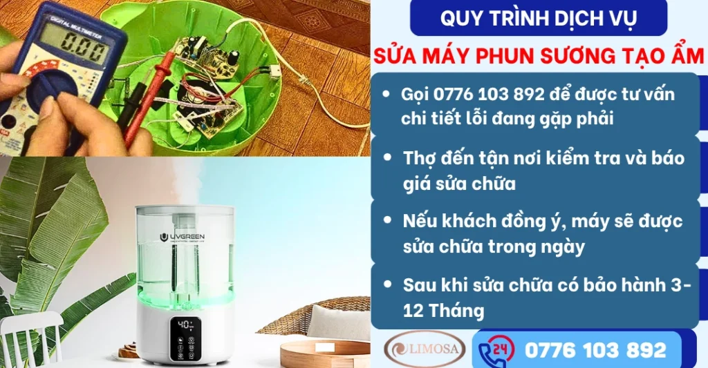 Quy trình dịch vụ sửa máy phun sương tạo ẩm tai Sửa Điện Tử Limosa