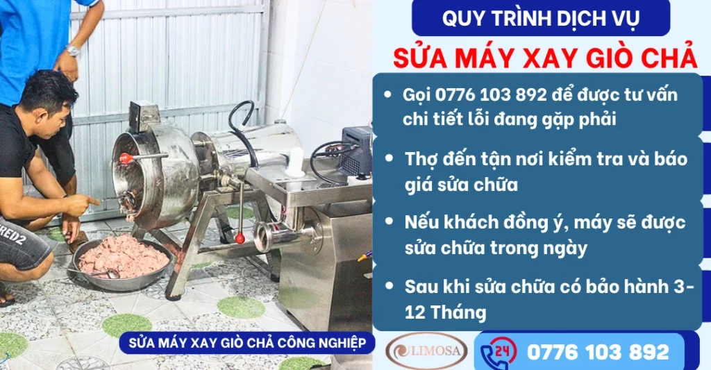 Quy trình dịch vụ sửa máy xay giò chả tại Sửa Điện Tử Limosa