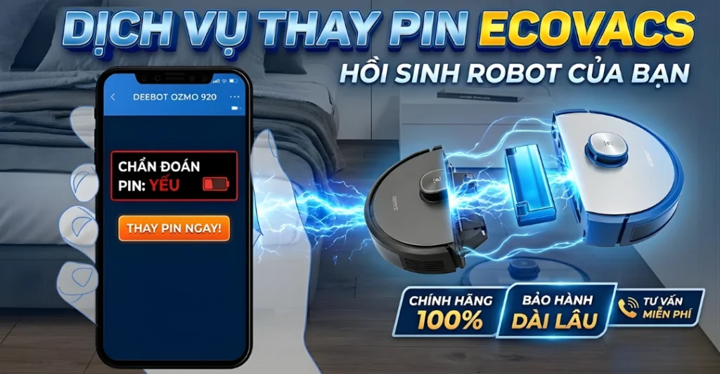 thay pin robot hút bụi Ecovacs