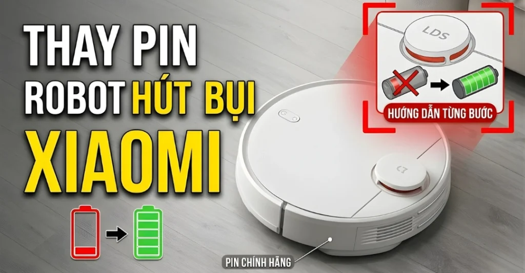 thay pin robot hút bụi Xiaomi