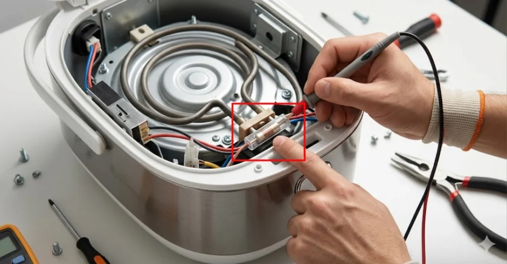 Cầu chì nhiệt (Thermal Fuse) bên trong nồi bị cháy