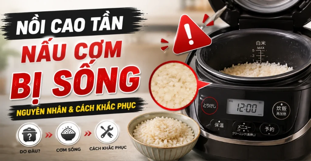 nồi cao tần nấu cơm bị sống