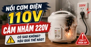nồi cơm điện 110V cắm nhầm 220V