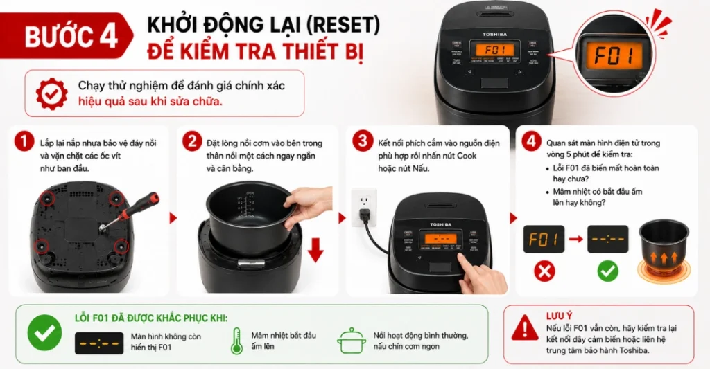 Khởi động lại (Reset) để kiểm tra thiết bị