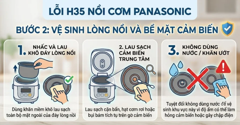 Hướng dẫn cách xử lý lỗi H35 nồi cơm Panasonic 
