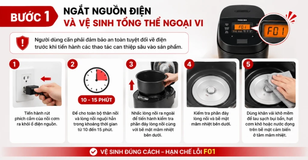 Ngắt nguồn điện và vệ sinh tổng thể ngoại vi