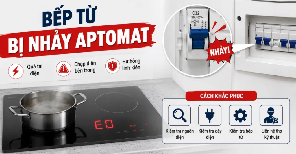Bếp từ bị nhảy aptomat