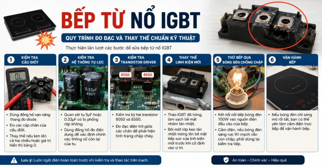 Hướng dẫn cách kiểm tra và sửa bếp từ bị nổ công suất an toàn