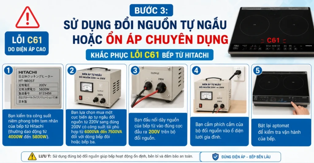 cách sửa lỗi C61 bếp từ Hitachi