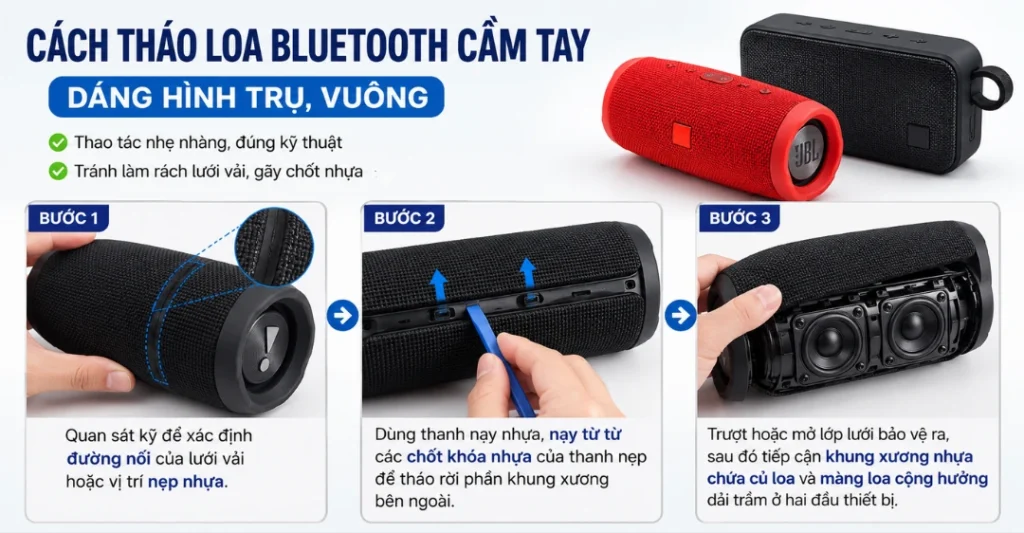 Cách tháo loa bluetooth cầm tay