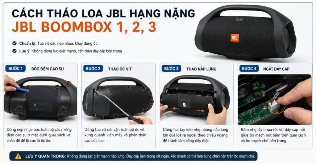 Cách tháo loa JBL hạng nặng