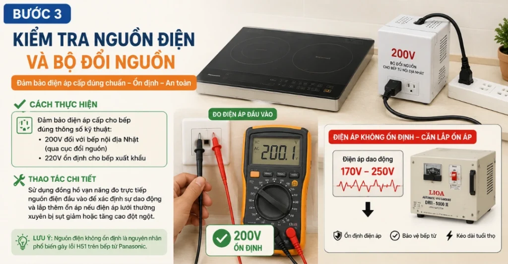 hướng dẫn sửa lỗi H51 bếp từ Panasonic