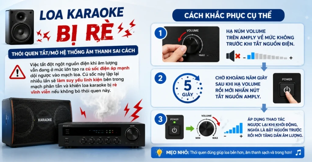 Thói quen tắt/mở hệ thống âm thanh sai cách