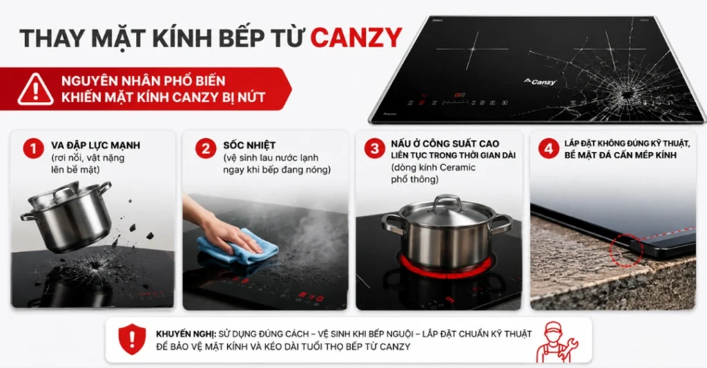 Nguyên nhân phổ biến khiến mặt kính Canzy bị nứt