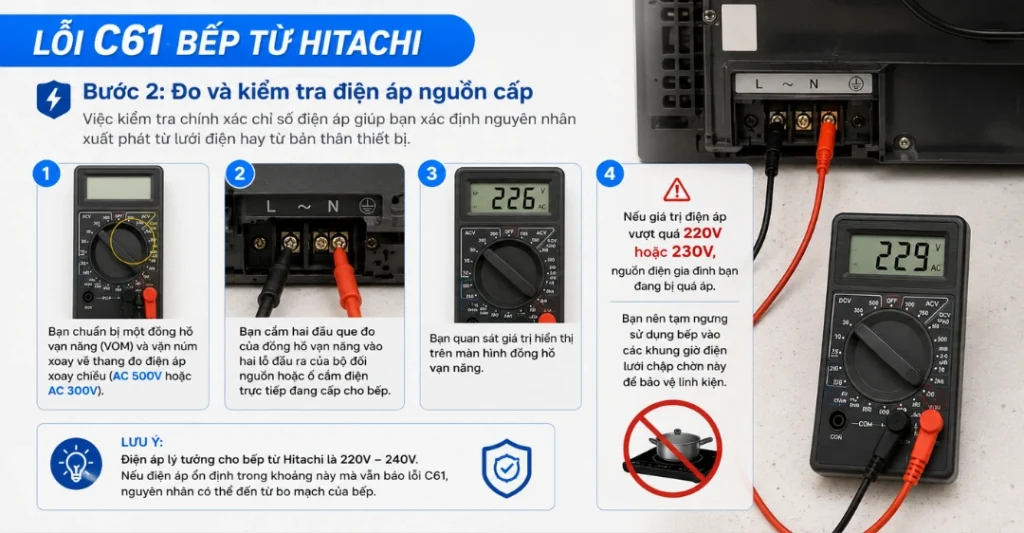 sửa chữa lỗi C61 bếp từ Hitachi