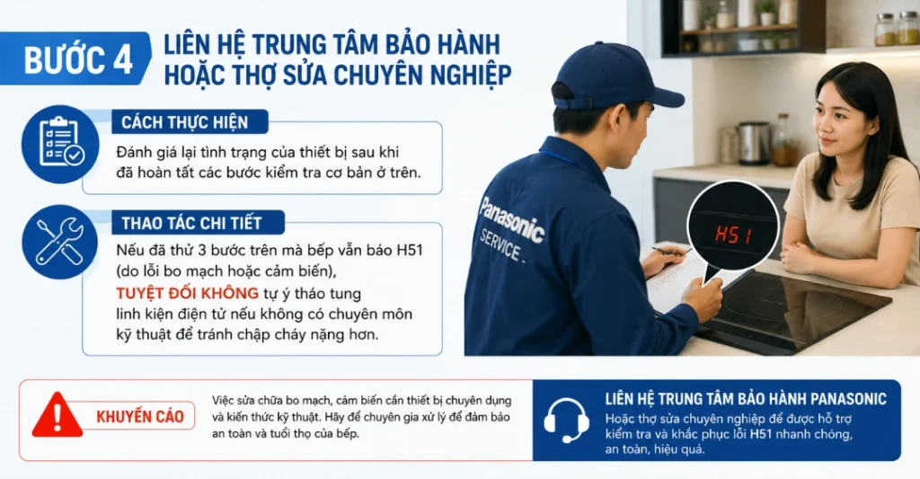 sửa chữa lỗi H51 bếp từ Panasonic